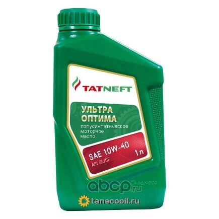 Масло моторное TATNEFT Ультра Оптима 10W-40 полусинтетика 1 л купить 438 ₽