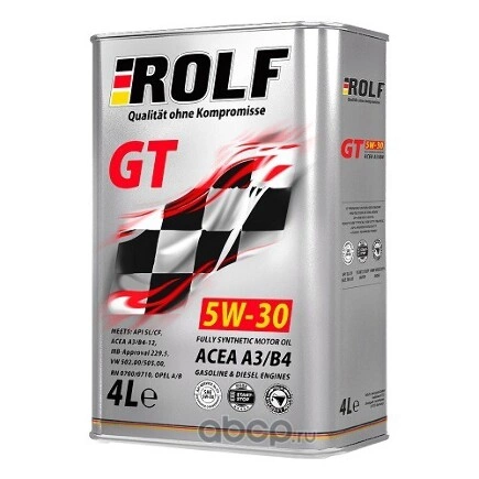 Масло моторное ROLF GT 5W-30 синтетическое 4 л купить 2 638 ₽