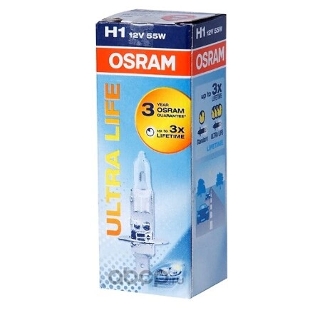 Лампа 12V H1 55W P14,5s OSRAM ULTRA LIFE картон купить 331 ₽