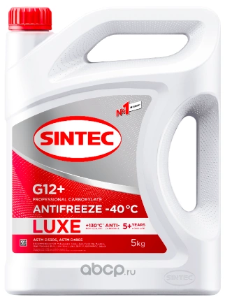 Антифриз Sintec Luxe G12+ red -40 10кг купить 2 342 ₽