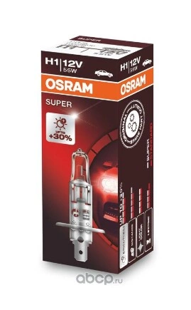 Лампа 12V H1 55W +30% OSRAM SUPER 1 шт. картон купить 291 ₽