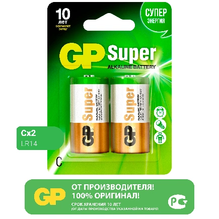 Батарейка алкалиновая GP Batteries SUPER Alkaline C 1,5V купить 362 ₽