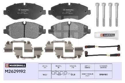 Торм. колодки дисковые передн. MB Sprinter (906) 06, MB Vito (639) 03, VW Crafter 3035, 3050 06 Marshall  купить 2 710 ₽