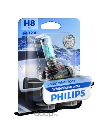 Лампа H8 12360 WhiteVision ultra 12360WVUB1 PHILIPS купить 2 600 ₽