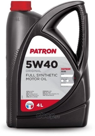 Масло моторное PATRON ORIGINAL 5W-40 синтетика 4 л купить 3 053 ₽