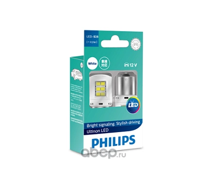 Лампа светодиодная 12V P21W 21W PHILIPS LED White 2 шт. картон купить 5 078 ₽