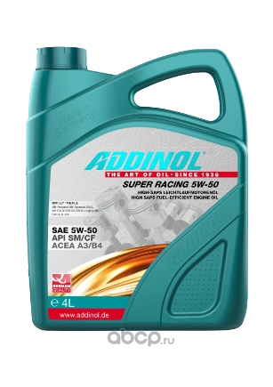 Масло моторное ADDINOL Super Racing 5W-50 синтетика 4 л купить 7 078 ₽