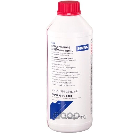 Антифриз SWAG SWAG Anticorrosion/ Antifreeze Agent G12 готовый -42C красный 1,5 л купить 1 496 ₽