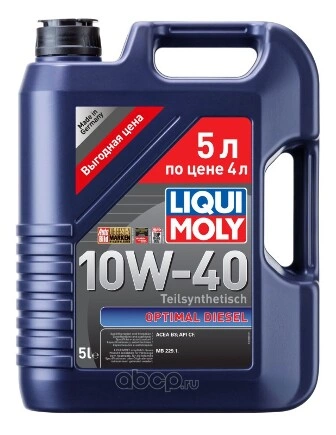 Масло моторное LIQUI MOLY Optimal Diesel 10W-40 полусинтетическое 5 л купить 3 592 ₽