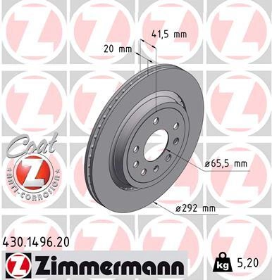 Диск тоpмозной зад. Opel Vectra C, Saab 9-3 03 заказ не менее 2 единиц ZIMMERMANN купить 5 442 ₽