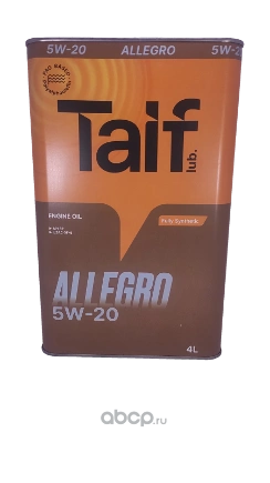 Масло моторное TAIF ALLEGRO 5W-20 4 л купить 2 585 ₽