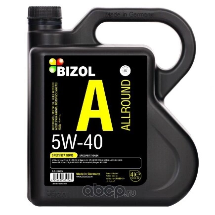 Масло моторное BIZOL ALLROUND 5W-40 синтетика 4 л купить 3 981 ₽