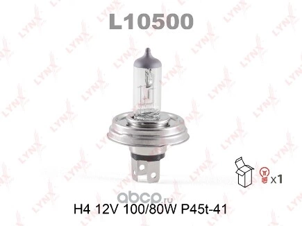 Лампа 12V H4 100/80W P45t LYNXauto 1 шт. картон купить 207 ₽