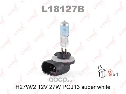 Лампа 12V H27 27W PGJ13 LYNXauto SUPER WHITE 1 шт. картон купить 415 ₽