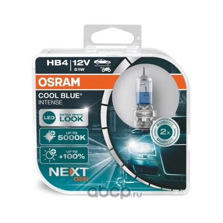 Лампа 12V HB4 51W P22d 5000K OSRAM COOL BLUE INTENSE 2 шт. DUOBOX купить 2 865 ₽