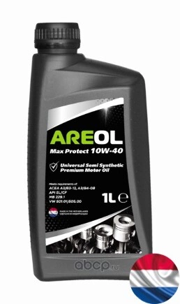 Масло моторное AREOL Max Protect 10W-40 полусинтетика 1 л купить 769 ₽