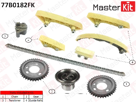 Комплект цепи ГРМ FORD Transit/Mondeo 2.0 TDDi D5BA/SDBA/F3FA/ABFA 0 MASTERKIT купить 20 268 ₽