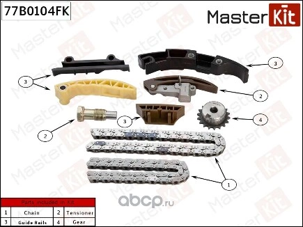 Комплект цепи ГРМ Audi A3/Q7/Volkswagen Bora/Golf IV/Passat/Transpor MASTERKIT купить 16 071 ₽