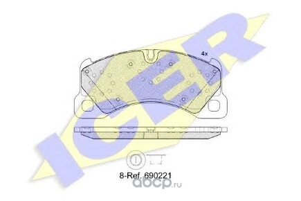 Колодки передние PORSCHE Cayenne/VW Touareg /Type Brembo ICER купить 4 842 ₽