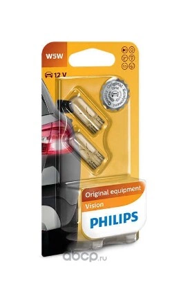 Лампа 12V W5W 5W PHILIPS Vision 2 шт. блистер купить 196 ₽