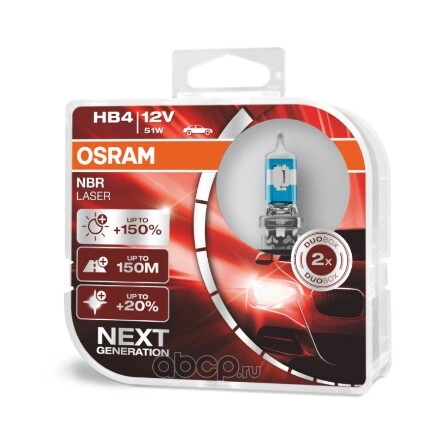 Лампа 12V HB4 51W P22d OSRAM NIGHT BREAKER LASER купить 3 771 ₽