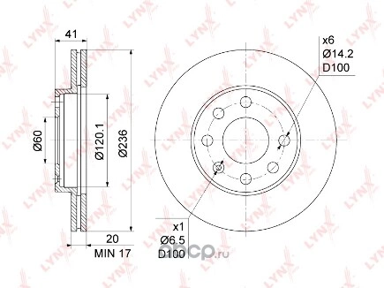 Диск тормозной OPEL Astra F 1.4-1.7D 91-98 / Corsa A/B 1.2-1.7D > LYNXauto купить 2 249 ₽