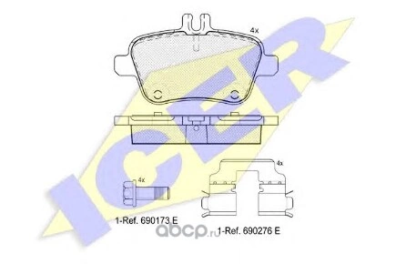 Колодки задние MB A-W176/ B-W246/W264/ CLA-C117/ GLA-X156 SLKR172 ICER купить 1 897 ₽