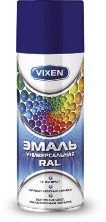 Эмаль универсальная RAL, темносиний (RAL 5002), аэрозоль 520 мл VIXEN купить 254 ₽