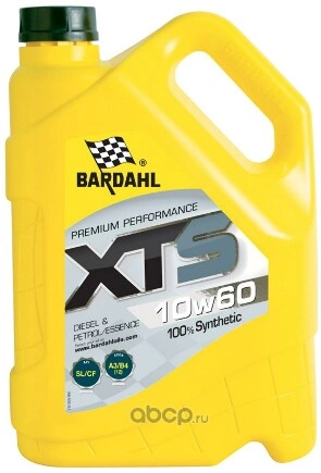 Масло моторное Bardahl XTS 10W60 A3/B4 синтетическое 5 л купить 7 526 ₽