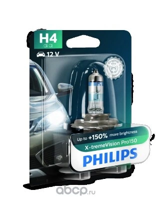 Лампа H4 X-treme Vision Pro150 12342XVPB1 PHILIPS купить 1 364 ₽