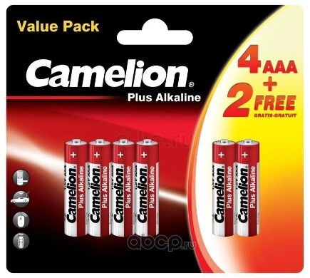 Camelion Plus Alkaline 4+2 LR03 AAA (4+2LR03-BP, батарейка,1.5В) Camelion купить 196 ₽