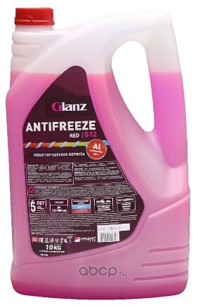 Антифриз GLANZ Antifreeze Red G12 готовый -40C красный 10 кг купить 1 297 ₽