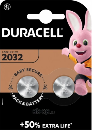 Батарейка литиевая Duracell EXTRA LIFE CR2032 3V упаковка 2 шт. купить 295 ₽