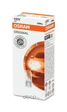 Лампа 12V W2W 2W W2,1x9,5d OSRAM ORIGINAL LINE 1 шт. картон купить 63 ₽