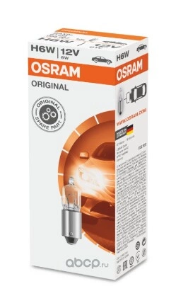 Лампа 12V H6W 6W BAX9s OSRAM ORIGINAL LINE 1 шт. картон купить 288 ₽