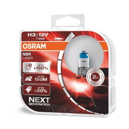 Лампа 12V H3 55W PK22s OSRAM NIGHT BREAKER LASER купить 1 906 ₽