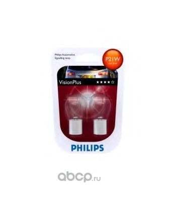 Лампа 12V P21W 21W +60% PHILIPS VisionPlus 2 шт. блистер купить 469 ₽