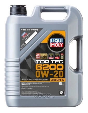 Масло моторное LIQUI MOLY Top Tec 6200 0W-20 синтетическое 5 л купить 8 751 ₽