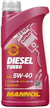 Масло моторное MANNOL Diesel Turbo 5W-40 синтетическое 1 л купить 851 ₽