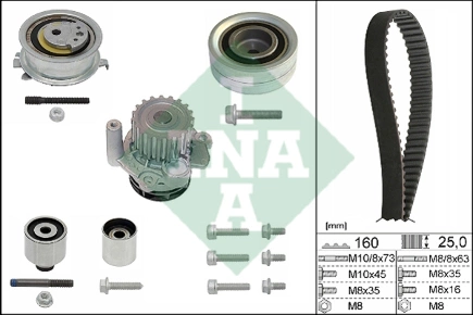 Ремкомплект ГРМ (с водяным насосом) VAG+Skoda 2003-> mot.2,0TDI INA купить 21 031 ₽