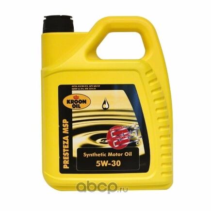 Масло моторное KROON OIL PRESTEZA MSP 5W-30 синтетика 5 л купить 4 696 ₽