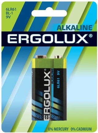 Батарейка алкалиновая ERGOLUX Alkaline Крона 9V упаковка 1 шт. купить 145 ₽