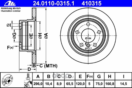 Диск тормозной задний BMW E81/E87 1.8/2.0L,1.8D all 04-> /D=296mm ATE купить 6 158 ₽