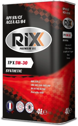 Масло моторное RIXX TP X 5W-30 синтетика 4 л купить 2 303 ₽