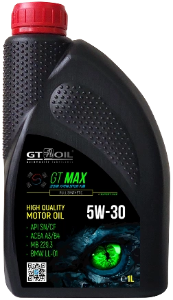 Масло моторное GT OIL Max 5W-30 синтетическое 1 л купить 674 ₽