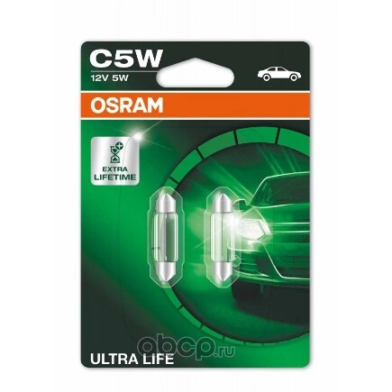 Лампа 12V C5W 5W OSRAM ULTRA LIFE 2 шт. блистер купить 159 ₽