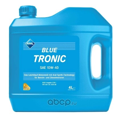 Масло моторное ARAL BlueTronic 10W-40 полусинтетика 4 л купить 5 167 ₽