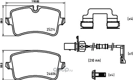 Колодки задние AUDI A4(B8)/A6(C7)/A7/PORSCHE Macan 14-> BREMBO купить 5 015 ₽