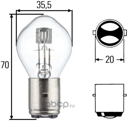 Лампа 12V S2 35/35W BA20d HELLA 1 шт. картон купить 476 ₽