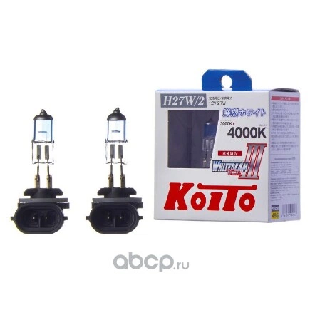 Лампа 12V H27W/2 27W PGJ13 4000K KOITO Whitebeam 2 шт. картон купить 1 904 ₽